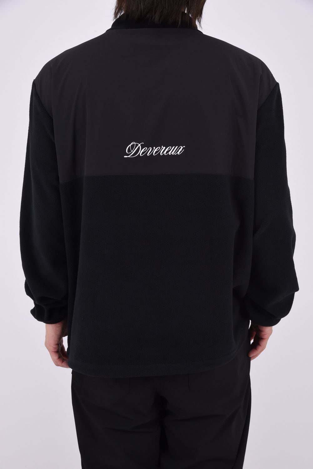 【26AW】 DVG Fleece Mock Tops / フリース素材 オーバーサイズ サイドポケット 長袖モックネックトップス (ブラック)