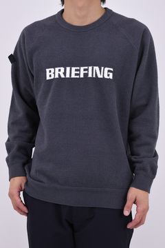 【26AW】 MEN’S AIRY YARN KNIT CREWNECK / エアリーファブリック ブランドロゴ クルーネックニット (チャコール)