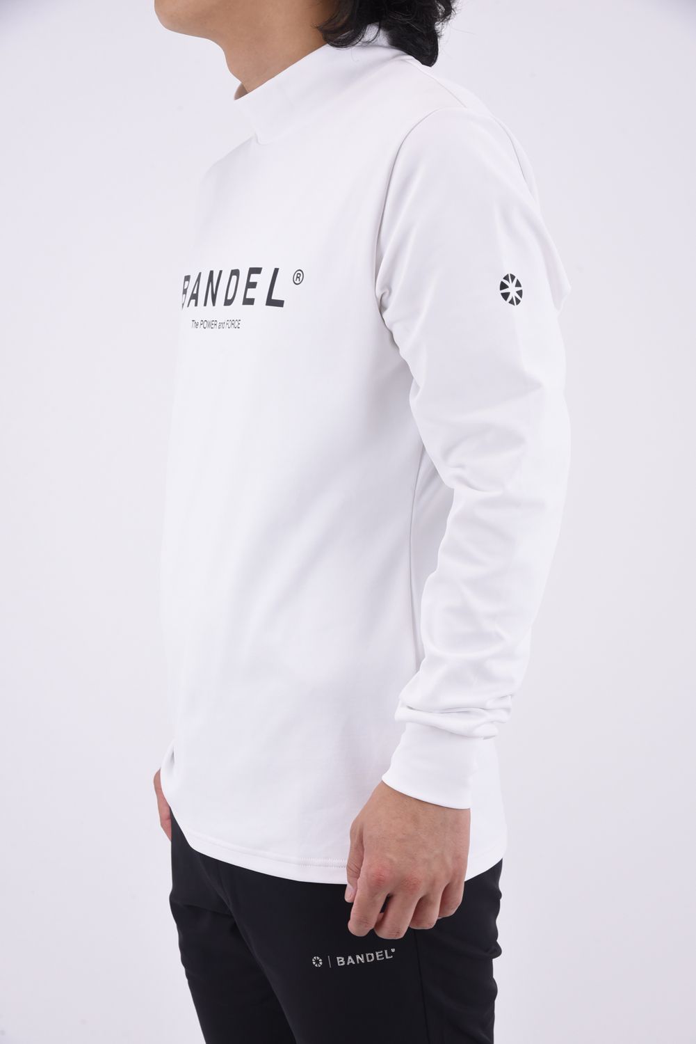 BASIC LOGO L/S MOCK NECK SHIRTS / ブランドロゴ ロングスリーブ モックネックシャツ (ホワイト)