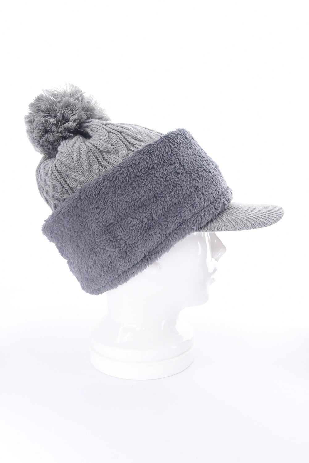 VISOR KNIT CAP / バイザー ニットキャップ（ネックウォーマー付き） (グレー)