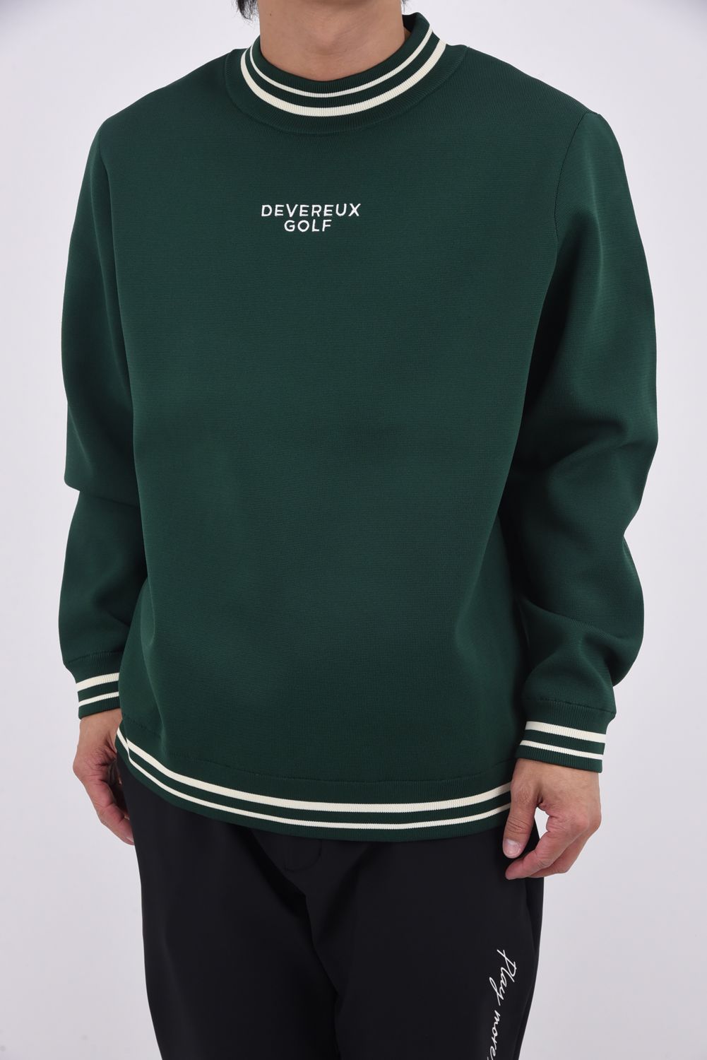 【25AW】 HIGHLY ADICTIVE KNIT / バックグラフィック 裏地付き モックネックリブニット (グリーン)