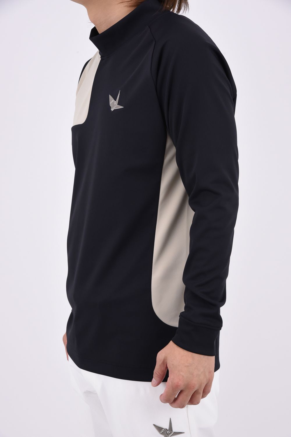 【26AW】 Shoulder Panel Mock NeckLong Sleeve / ショルダーパネル 長袖モックネックTシャツ (ブラック)