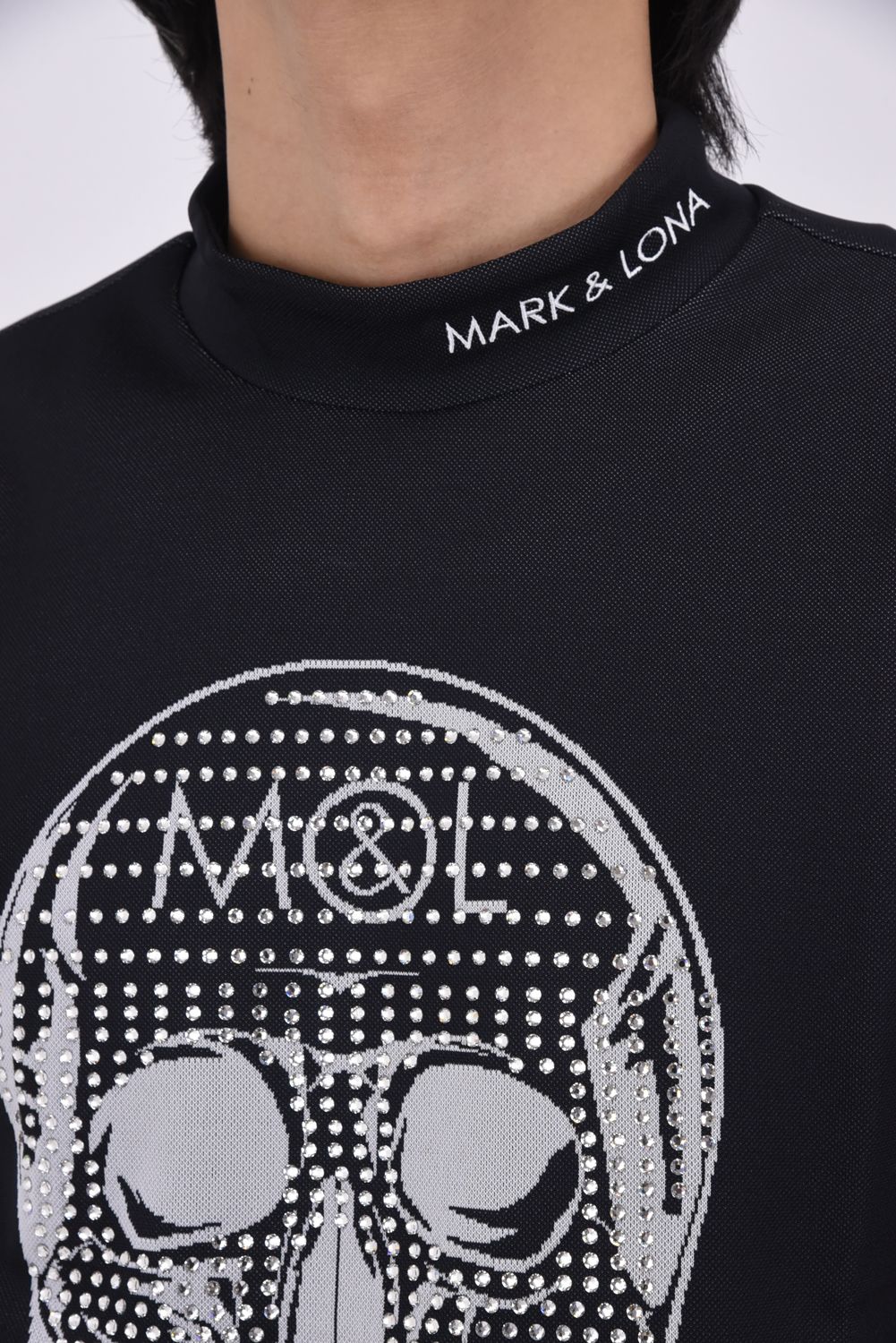 【2026SS 木村拓哉さん着用 VOL.4】 LOVE OF GOD SPECTRUM PERFORMANCE MOCK / ジャパンメイド スカルジャカード スワロフスキー モックネックTシャツ (ブラック)
