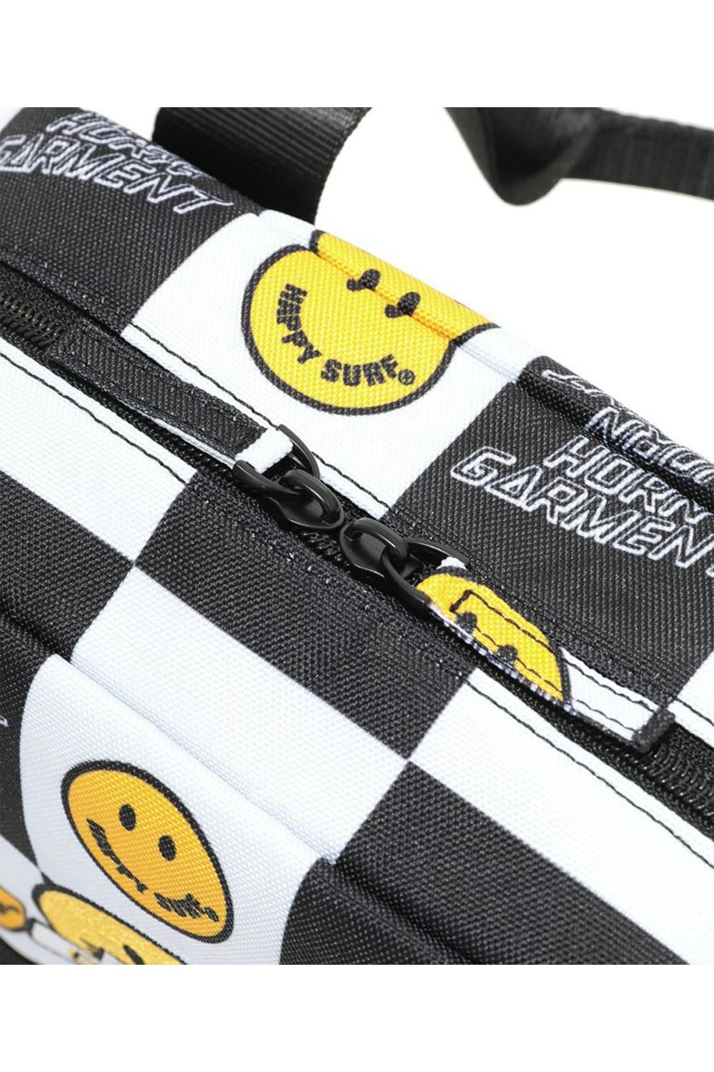 GIMIE SPLIT BAG / HAPPY SURFアイコン スケートロゴプリント カートポーチ ホワイト / ブラック