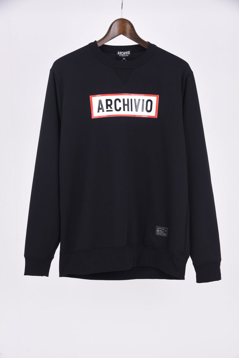 archivio - ボックスロゴ クルーネック プルオーバー ブラック  