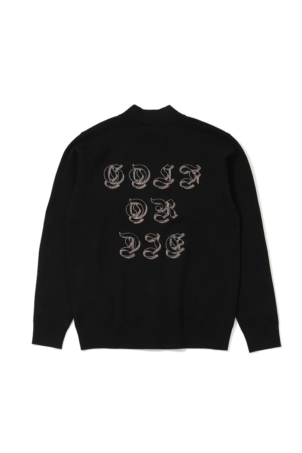 【26AW】 FRACTUR MONOGRAM KNIT JACKET / ブランドロゴ&レターグラフィック刺繍 フルジップニットジャケット (ブラック)