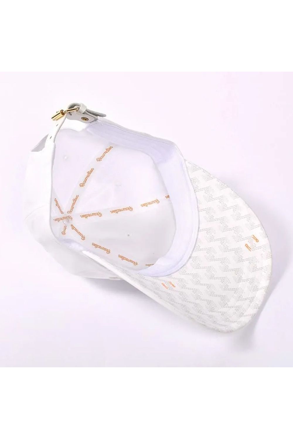 【26SS】 WIDE BRIM CAP / ブランドロゴ刺繍 本革ベルト つば広キャップ (ホワイト)