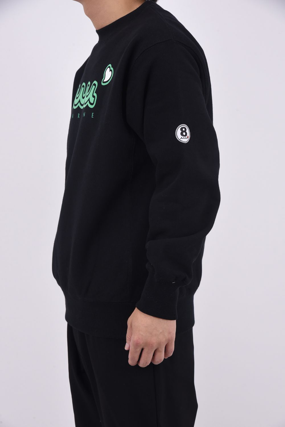 【25AW】 ACANTHUS * MUTA MARINE SWEET LOGO CREWNECK SWEATSHIRTS / ヘビーウェイト 裏起毛 ハートロゴ クルーネックスウェット (ブラック)