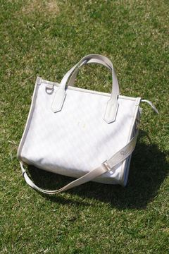 【GOSSIP 20th別注アイテム】  LANIUS SQUARE MINI No.3 / ブランドオリジナルテキスタイル カートバッグ (ホワイト / シャンパンゴールド / Tブルーライニング)