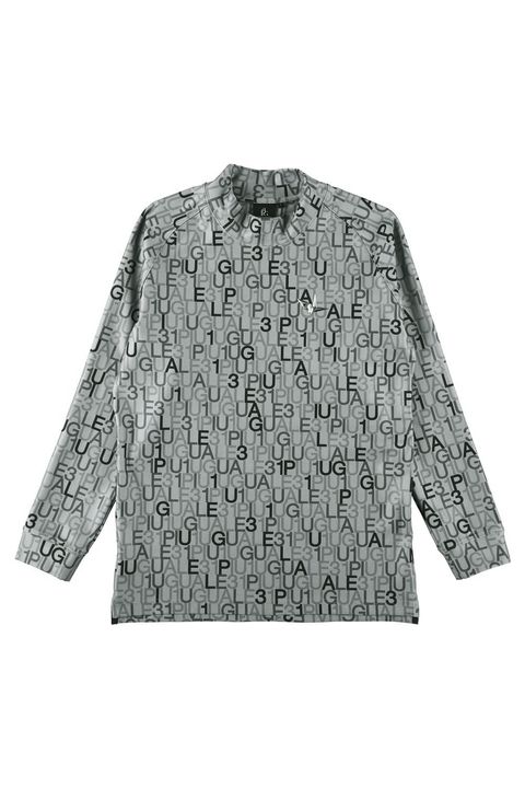 【レディース】 1PIU1UGUALE3 FULL LOGO MOCK / 113総柄ロゴ ロングスリーブ モックネック Tシャツ (ブラック)