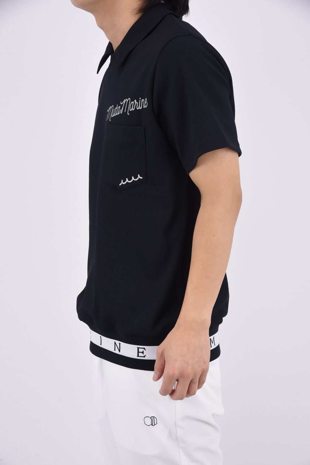 【26SS】 POPCORN KNIT HEM RIB PULL POLO / ポップコーンニット ヘムリブ ポロシャツ (ブラック)