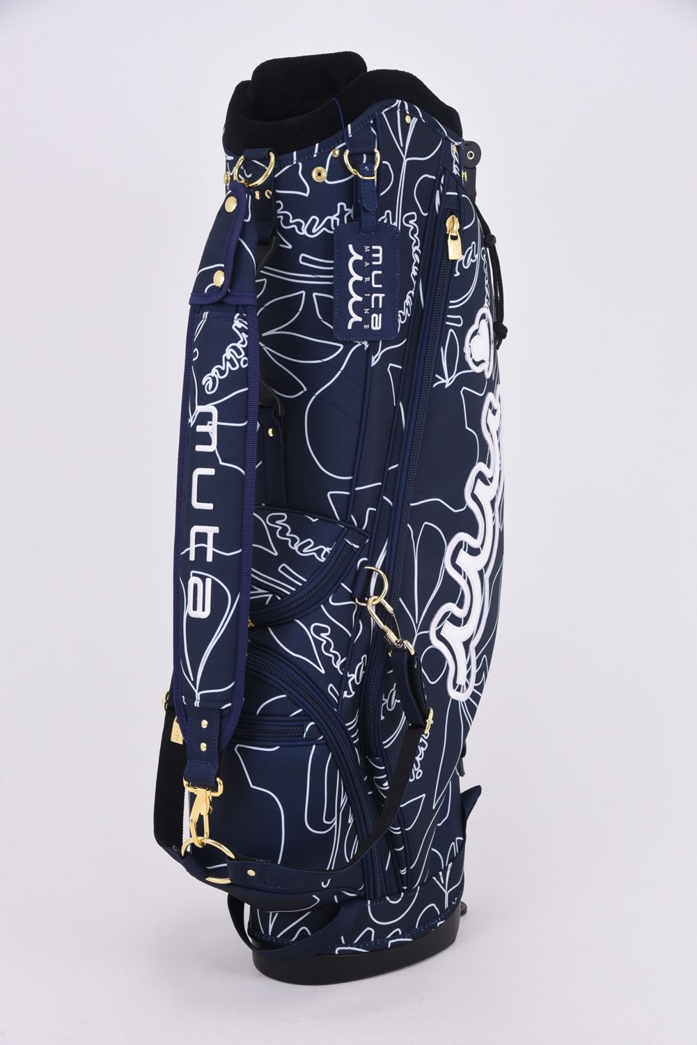 【銀行振込・代金引換不可】【返品・交換不可】 CADDY BAG & COVER / ボタニカル柄 キャディバッグ&ヘッドカバーセット (ネイビー)