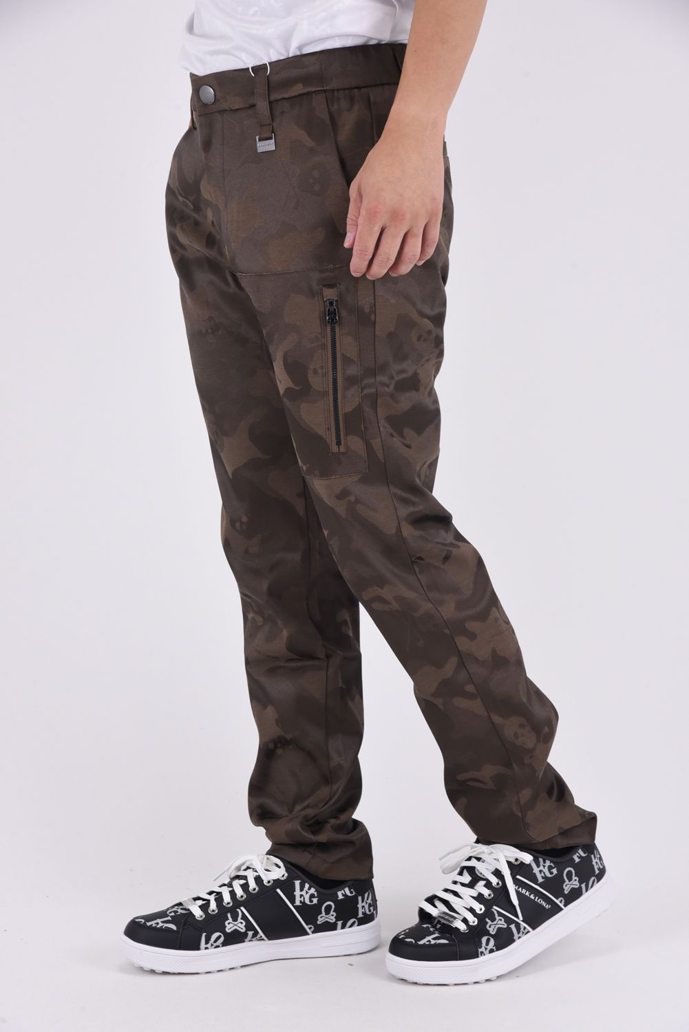 【2025AW】 GAUGE STRETCH JACQUARD PANTS / オリジナルカモジャカード ストレッチロングパンツ (ブラウン)