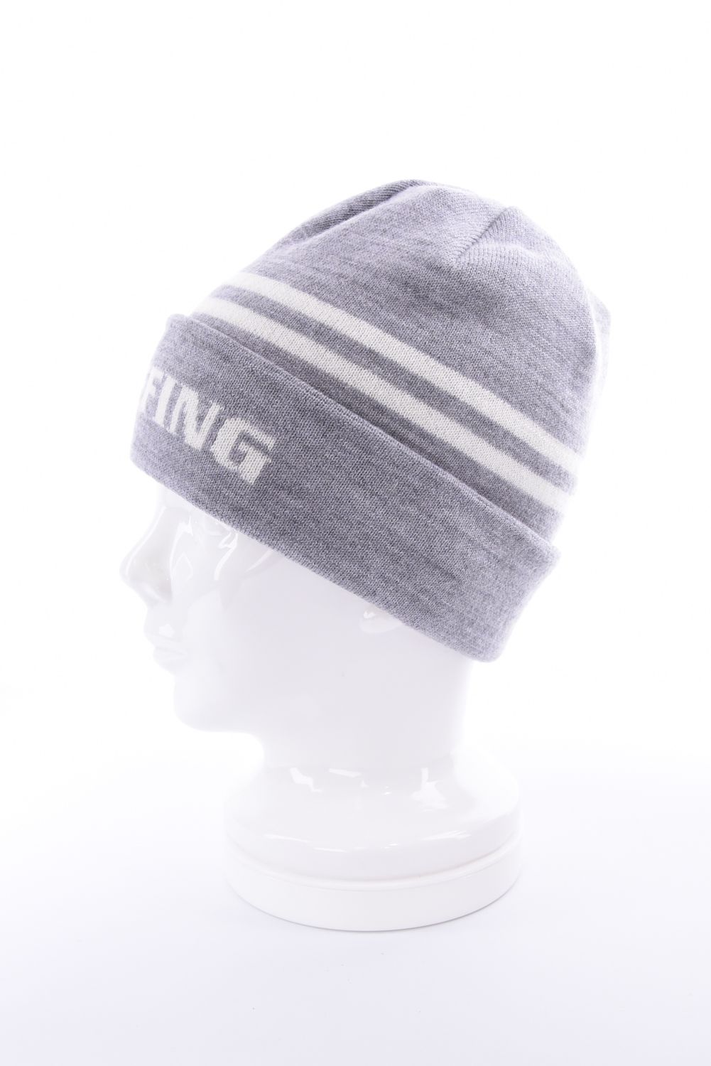 【26AW】 MEN’S WR WOOL KNIT DOUBLE LINE LOGO BEANIE / ブランドロゴ ダブルライン ニットビーニー (グレー)