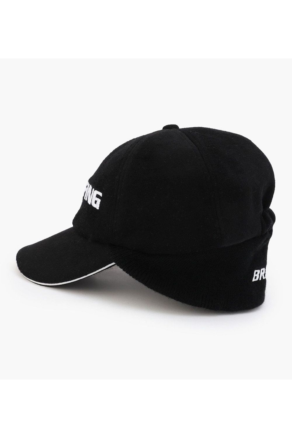 MEN'S WOOL WARM CAP / ウール混 ブランドロゴ ウォームキャップ (ブラック)