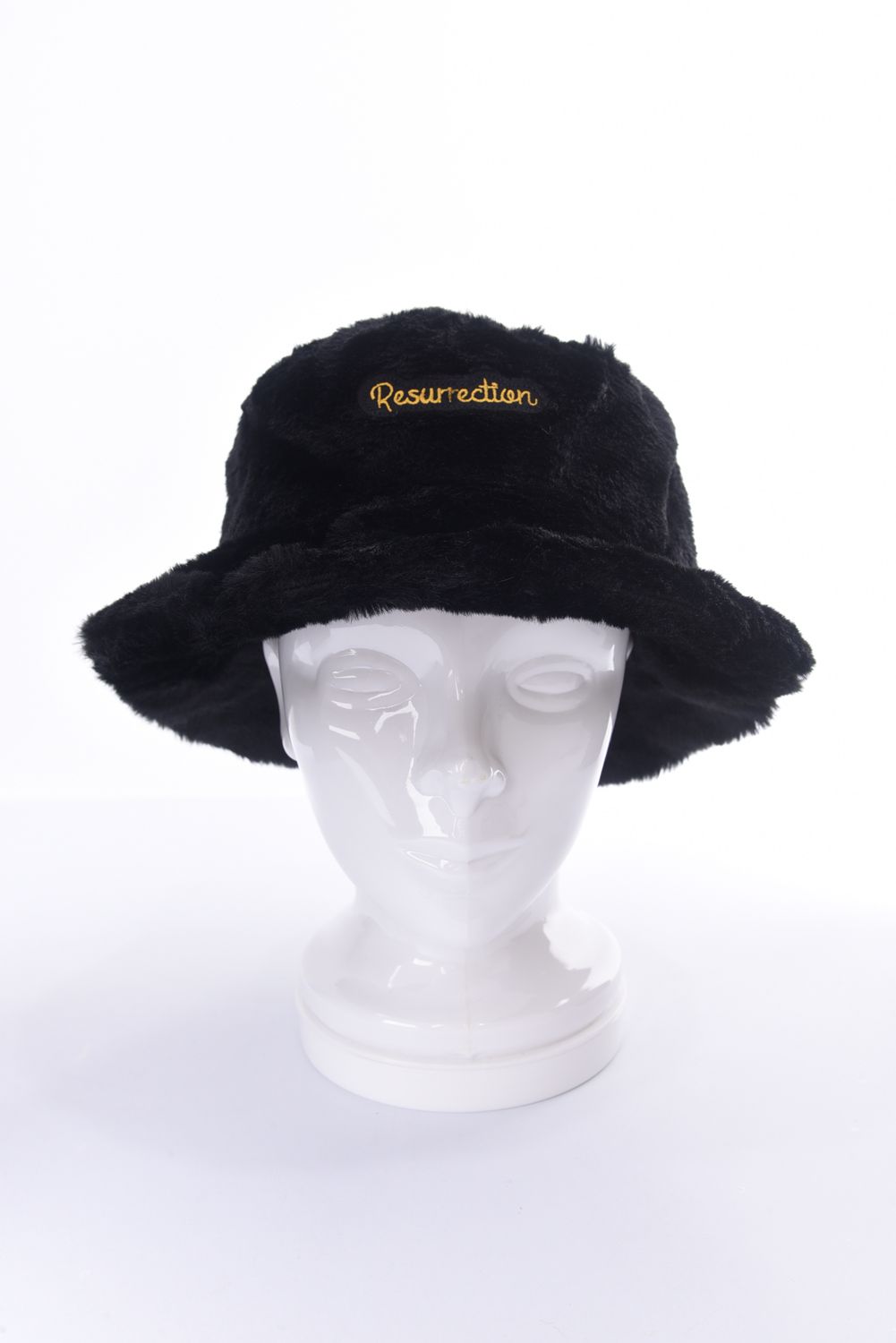 FUR BUCKET HAT / ブランド オリジナルテキスタイル ファーバケットハット（ブラック）