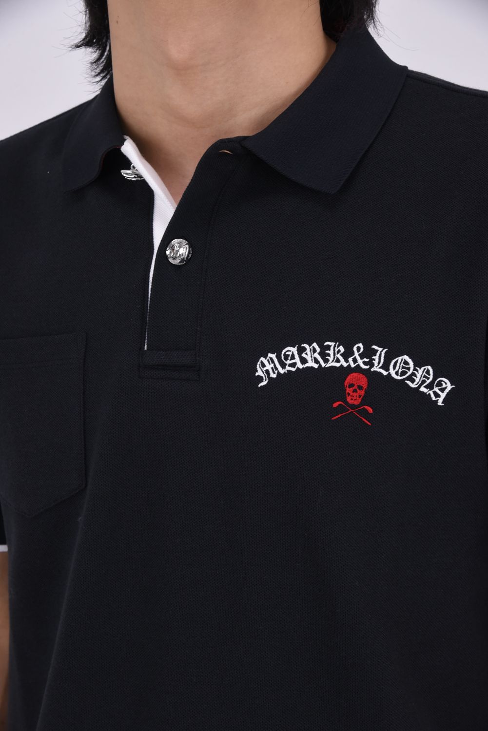 【26SS】 BONES PIQUE POLO / カノコ素材 ジャパンメイド BONEプリント ポロシャツ (ブラック)