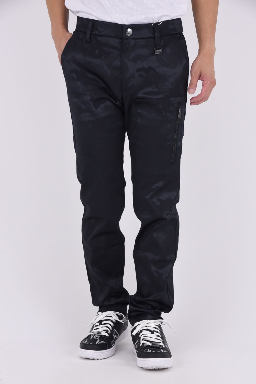 【2025AW】 GAUGE STRETCH JACQUARD PANTS / オリジナルカモジャカード ストレッチロングパンツ (ブラック)
