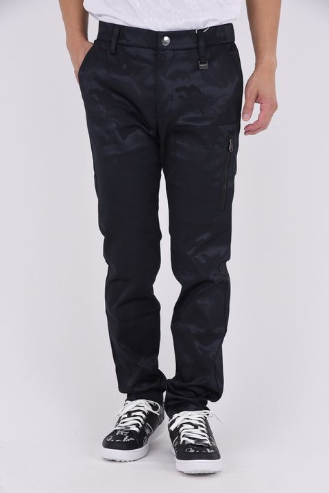 【2025AW】 GAUGE STRETCH JACQUARD PANTS / オリジナルカモジャカード ストレッチロングパンツ (ブラック)