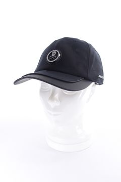 【26SS】 GAUGE CAMO LEATHER TRIM CAP / カモフラージュパターン 異素材切り替え メタルプレート ベースボールキャップ (ブラック)