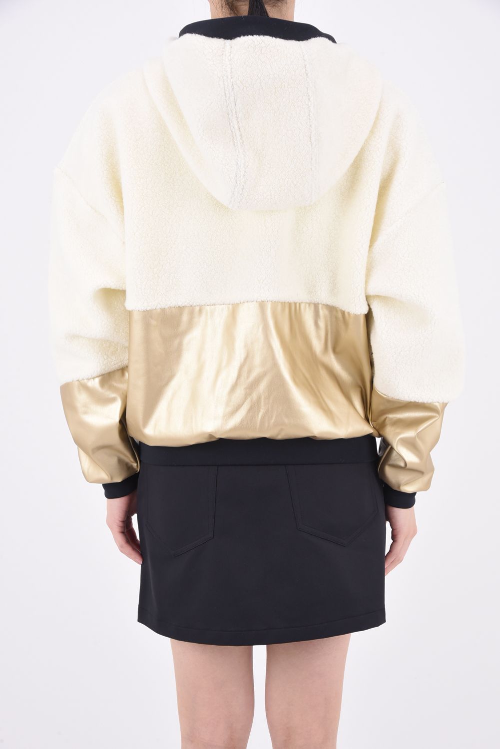 【レディース】FAKE LEATHER AND BOAFLEECE BLOUSON / フェイクレザー ボアブルゾン (ホワイト)*