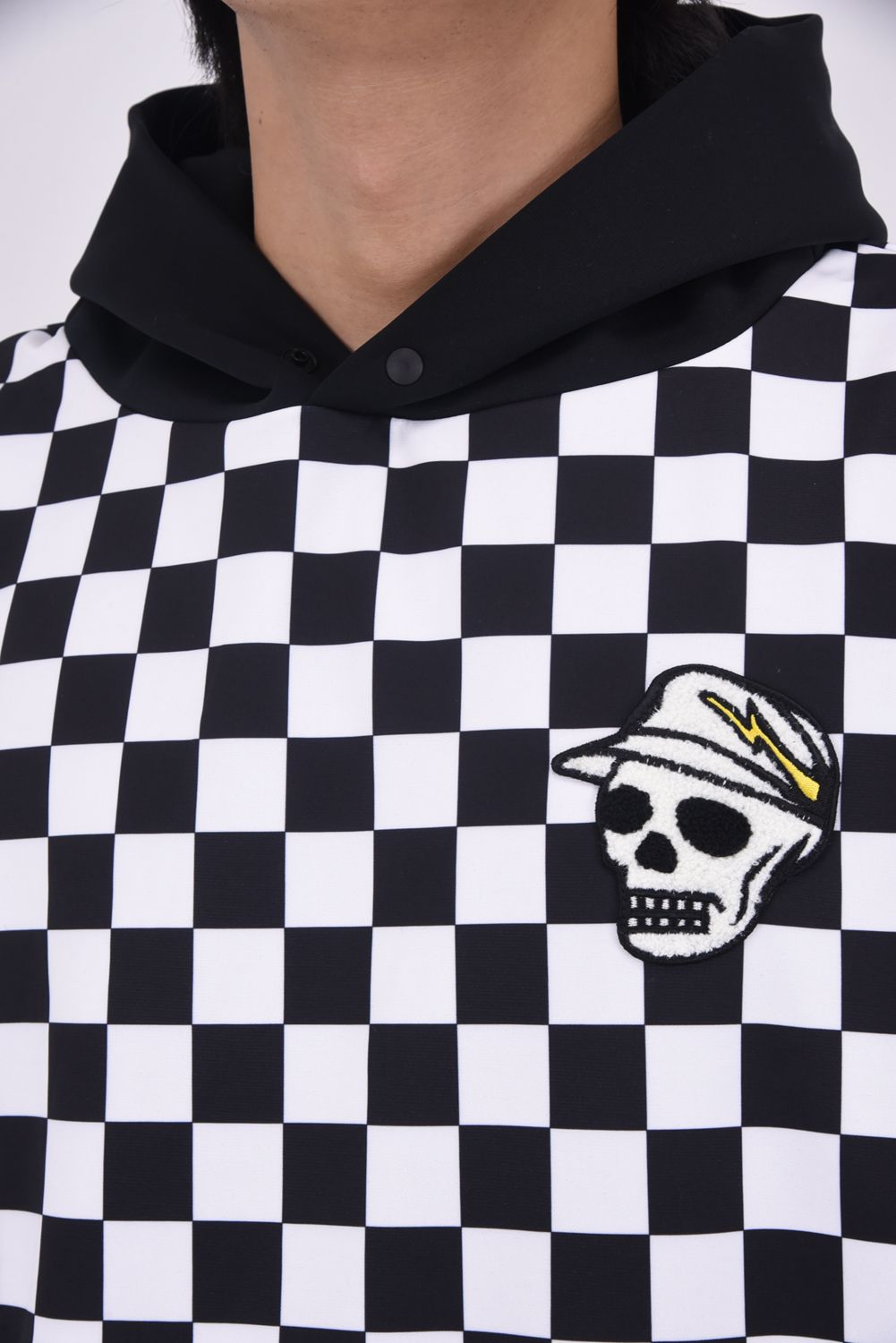 【25AW】 Quist TEXBRID Fleece Hoodie / フリース素材 チェッカーフラッグ プルオーバーパーカー (ブラック)