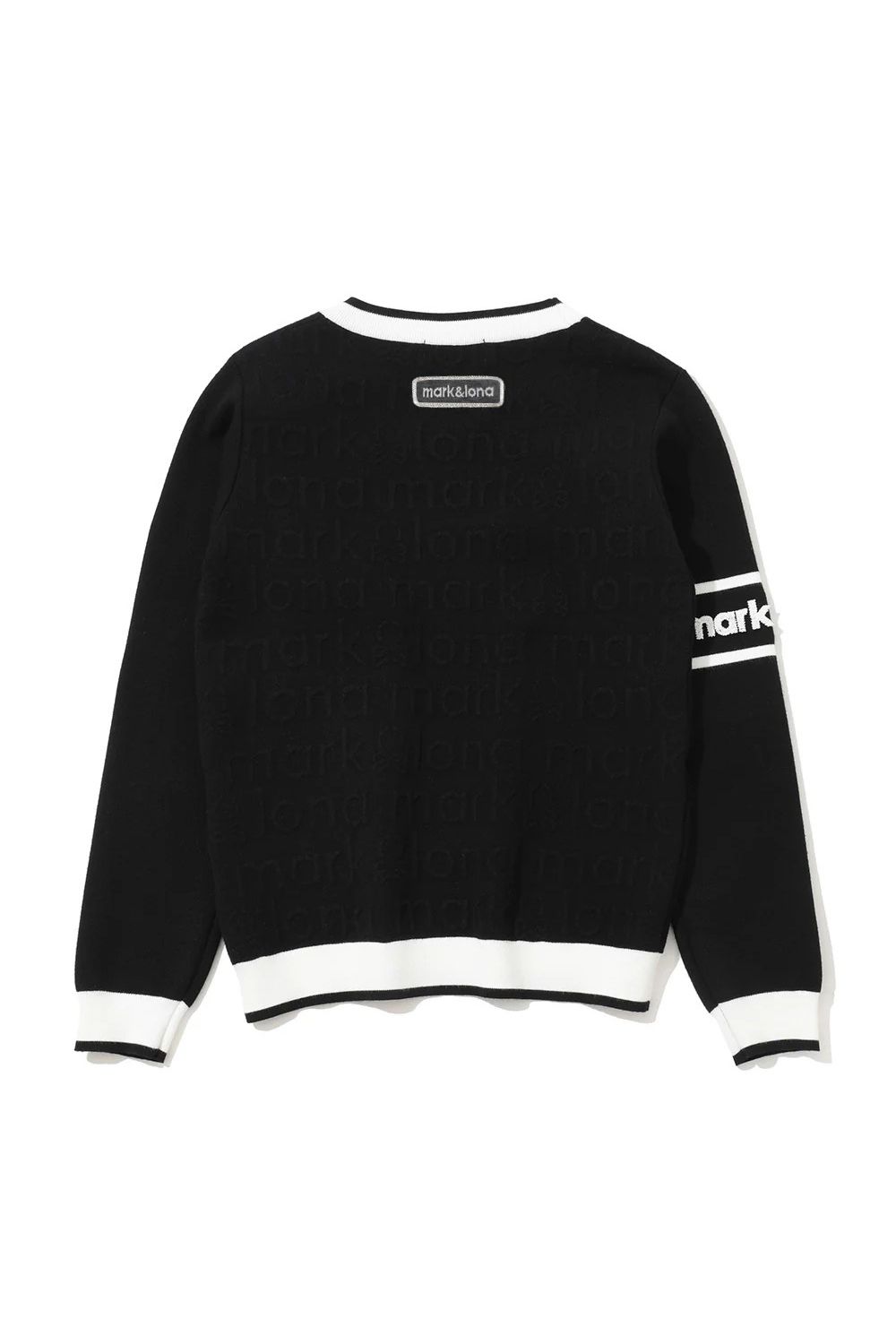 【26SS】【レディース】 MERIDIAN EMBOSS LOGO KNIT / バイカラー エンボス風ロゴジャカード ニットプルオーバー (ブラック)