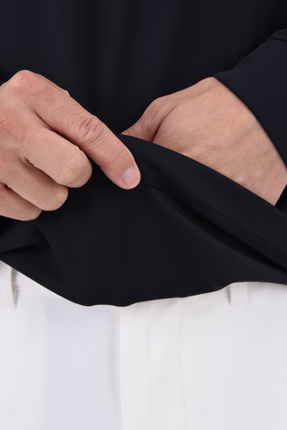【26AW】 Shoulder Panel Mock NeckLong Sleeve / ショルダーパネル 長袖モックネックTシャツ (ブラック)