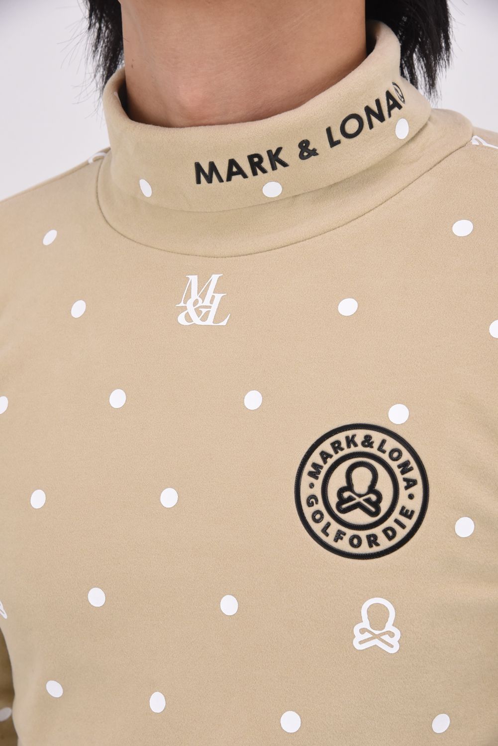 【2025AW】 D●T MOCK NECK LAYER / ドットパターン サークルスカル モックネックインナー (ベージュ)