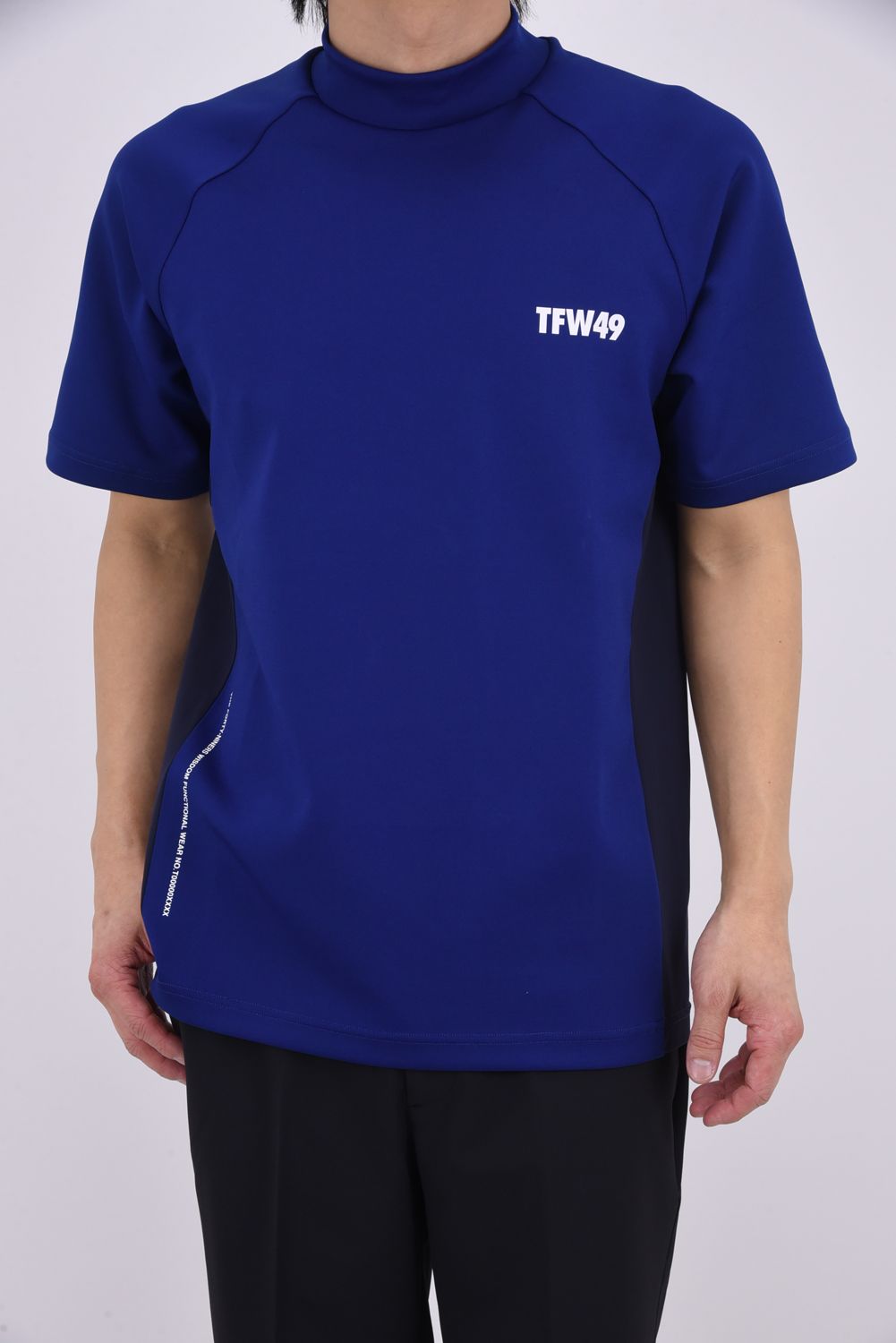 【26SS】 SIDE PANEL SHORT SLEEVE MOCKNECK / モックネックTシャツ (ブルー)