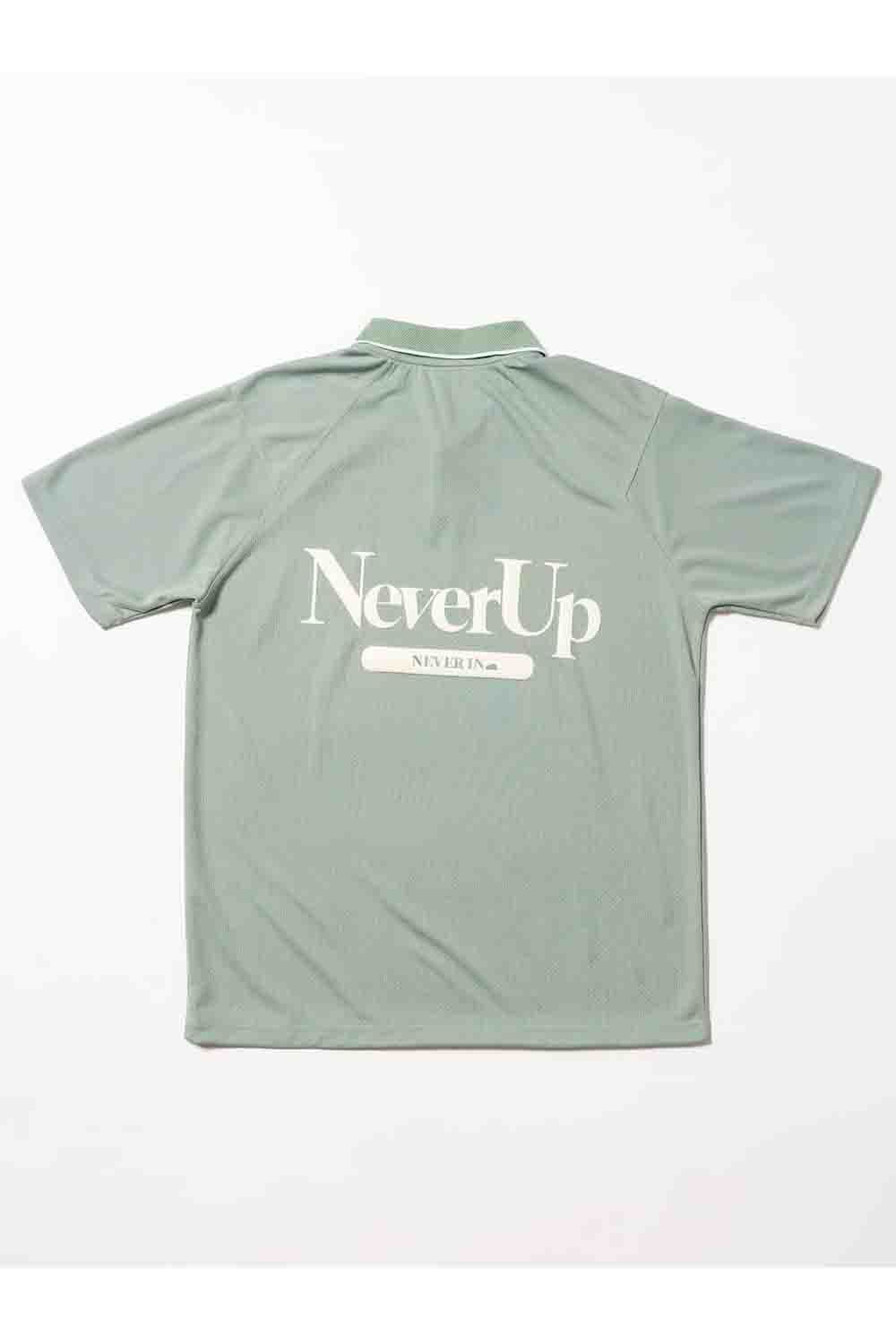 【2026SS】 Hunakai Mesh Polo S/S（NeverUp） / メッシュ素材 バックプリント ポロシャツ (セージ) (3月入荷予定)