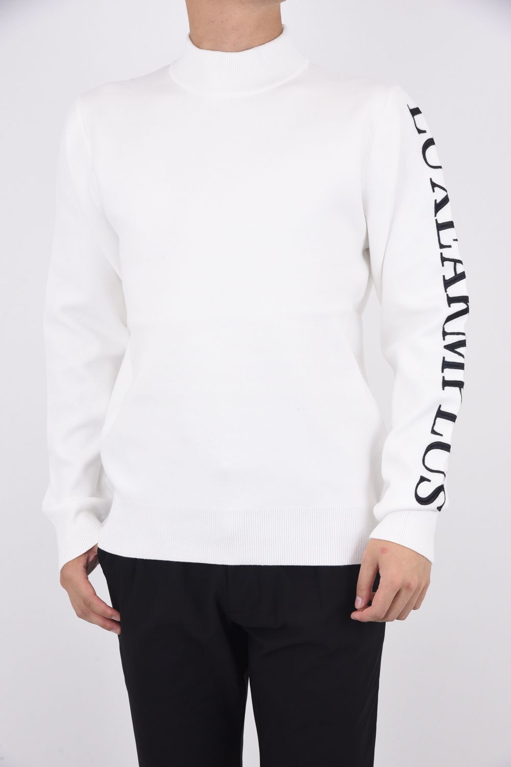 BACK BIG LOGO HIGH NECK KNIT / バックロゴ ハイネック ニット ホワイト