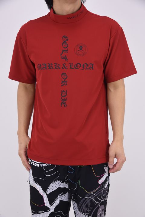 【26SS】 CROCE WAFFLE MOCK NECK TEE / ナイロンワッフル ブラックレターロゴ モックネックTシャツ (レッド)