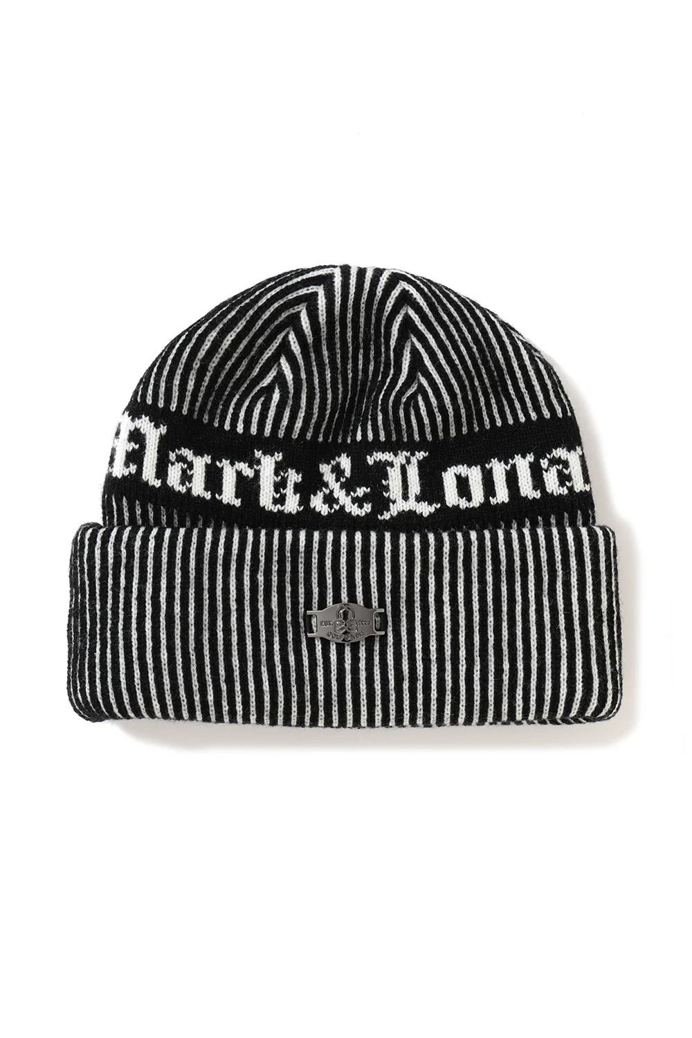 【26AW】 NOVUS RIB BEANIE / ブラックレターフォントロゴ 配色リブニットキャップ (ブラック)