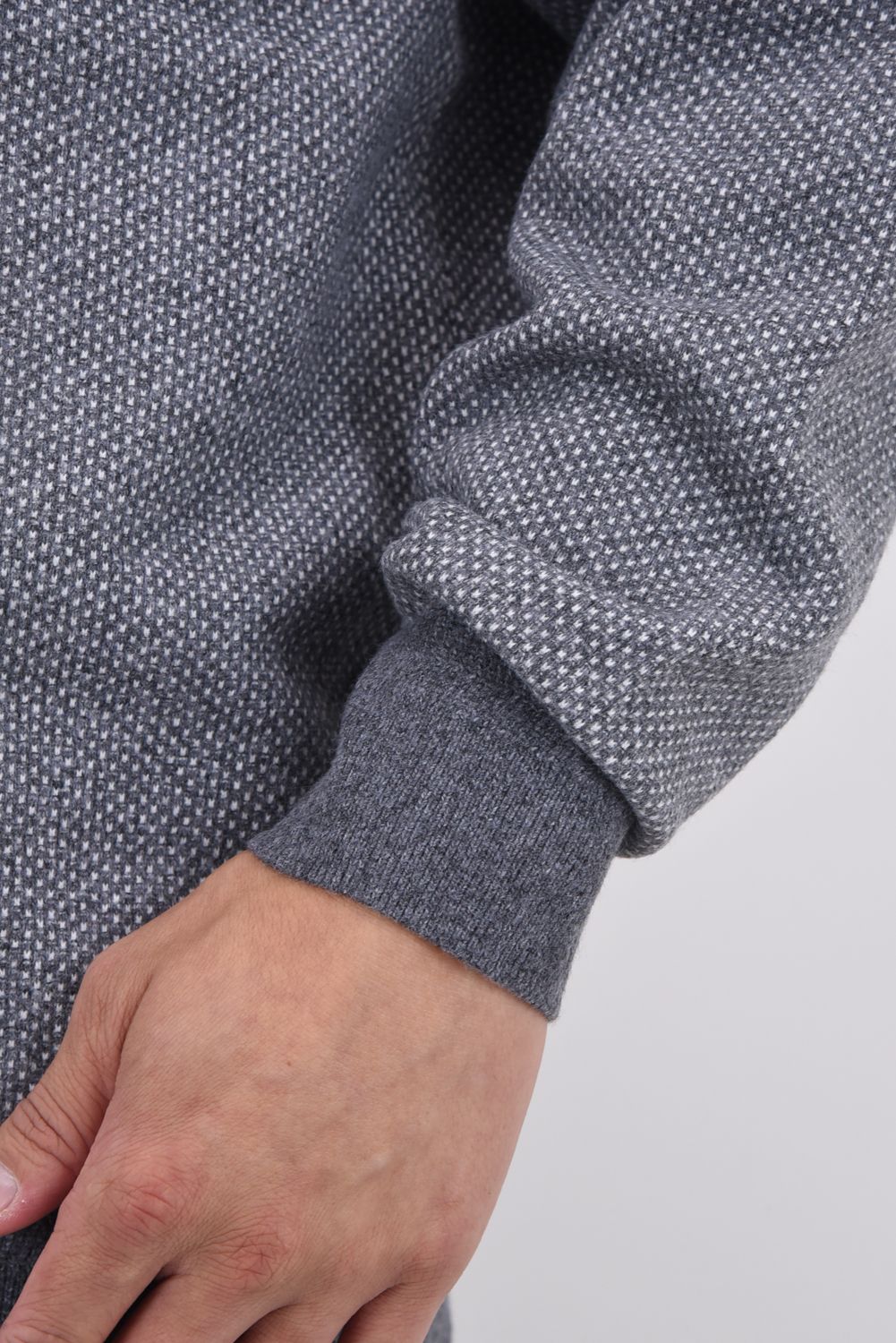 【25AW】 MEN'S MS BIRDS EYE LOGO CREWNECK KNIT / フロントロゴ バーズアイパターン クルーネックニット (グレー)