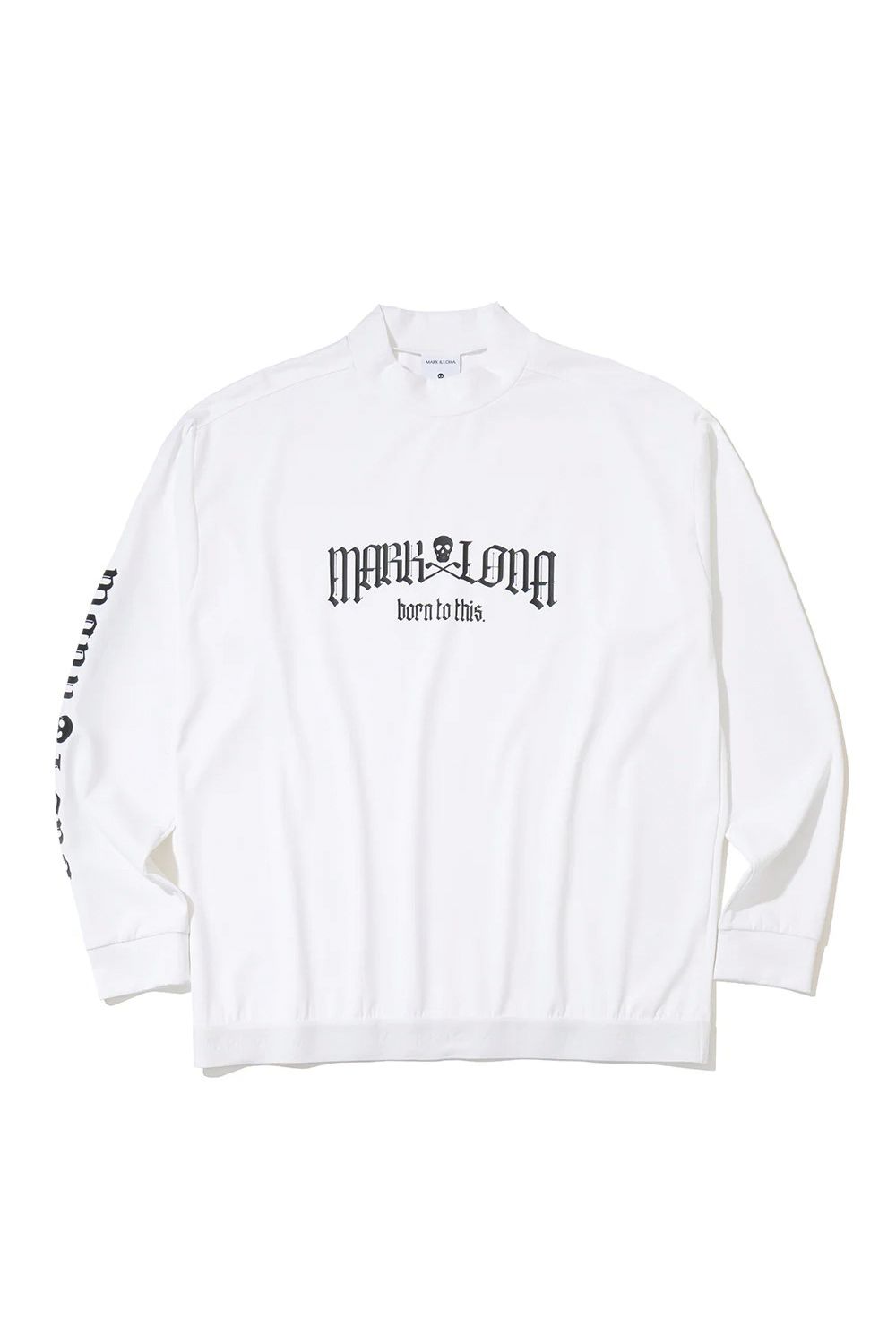 【26AW】 FRACTUR SMOOTH MOCK NECK / ブラックレターフォントロゴ 裾ゴム ロングスリーブ インナーモックネックTシャツ (ホワイト)