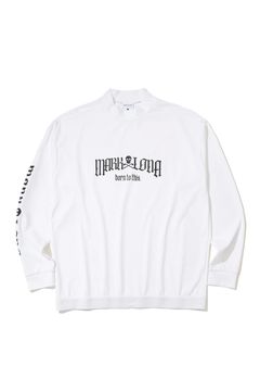 【26AW】 FRACTUR SMOOTH MOCK NECK / ブラックレターフォントロゴ 裾ゴム ロングスリーブ インナーモックネックTシャツ (ホワイト)