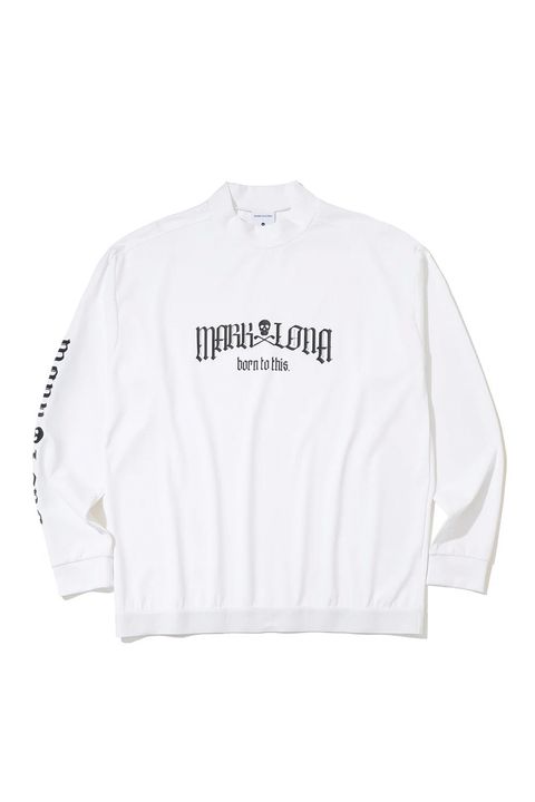 【26AW】 FRACTUR SMOOTH MOCK NECK / ブラックレターフォントロゴ 裾ゴム ロングスリーブ インナーモックネックTシャツ (ホワイト)