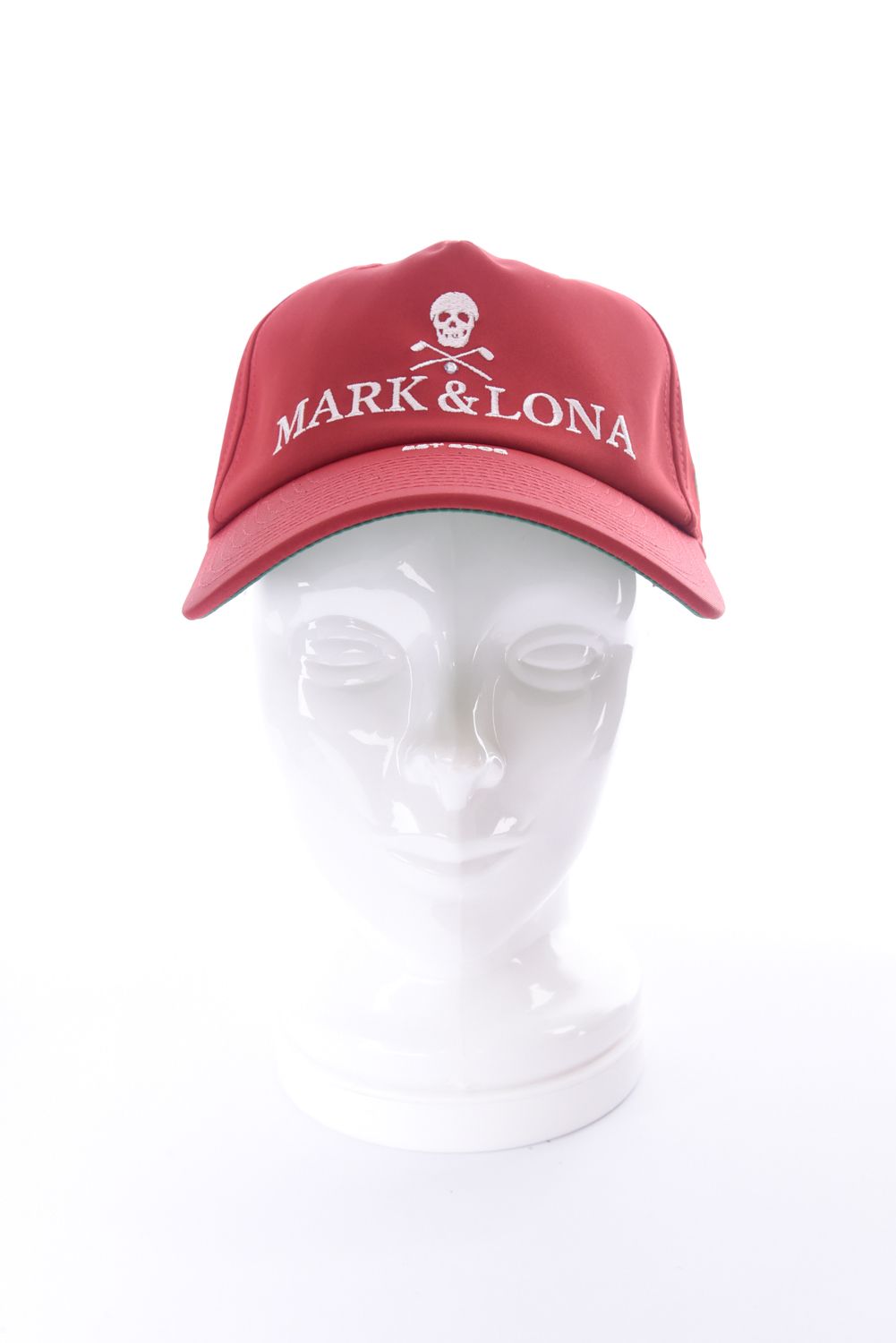 【26SS】 IRON SKULL CRYSTAL ACCENT CAP / アイアンスカル ブランドロゴ刺繍 ベースボールキャップ (レッド)