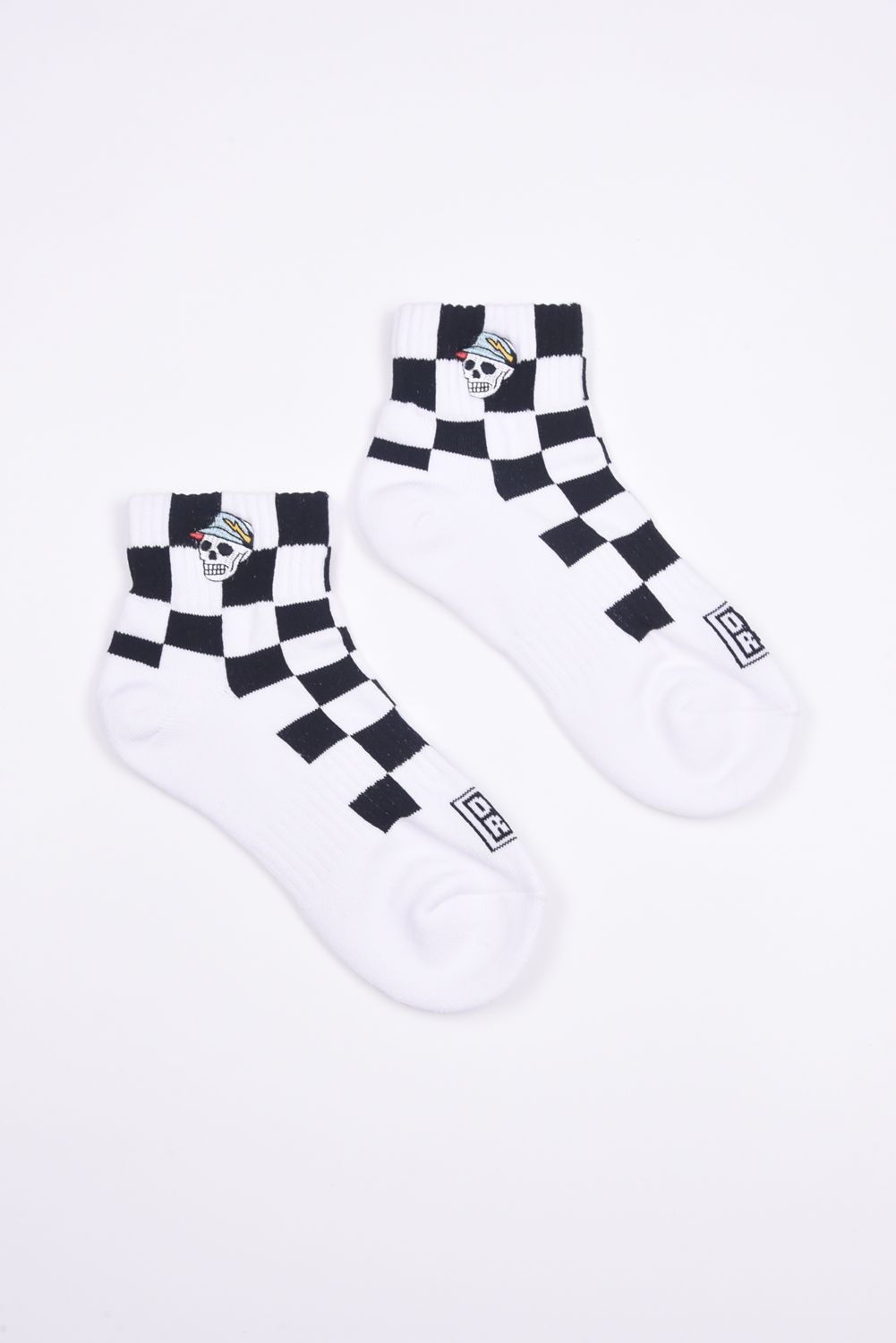 Flag Check Short Socks / フラッグチェック ショートソックス (ホワイト/ブラック)