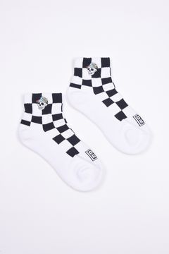 Flag Check Short Socks / フラッグチェック ショートソックス (ホワイト/ブラック)