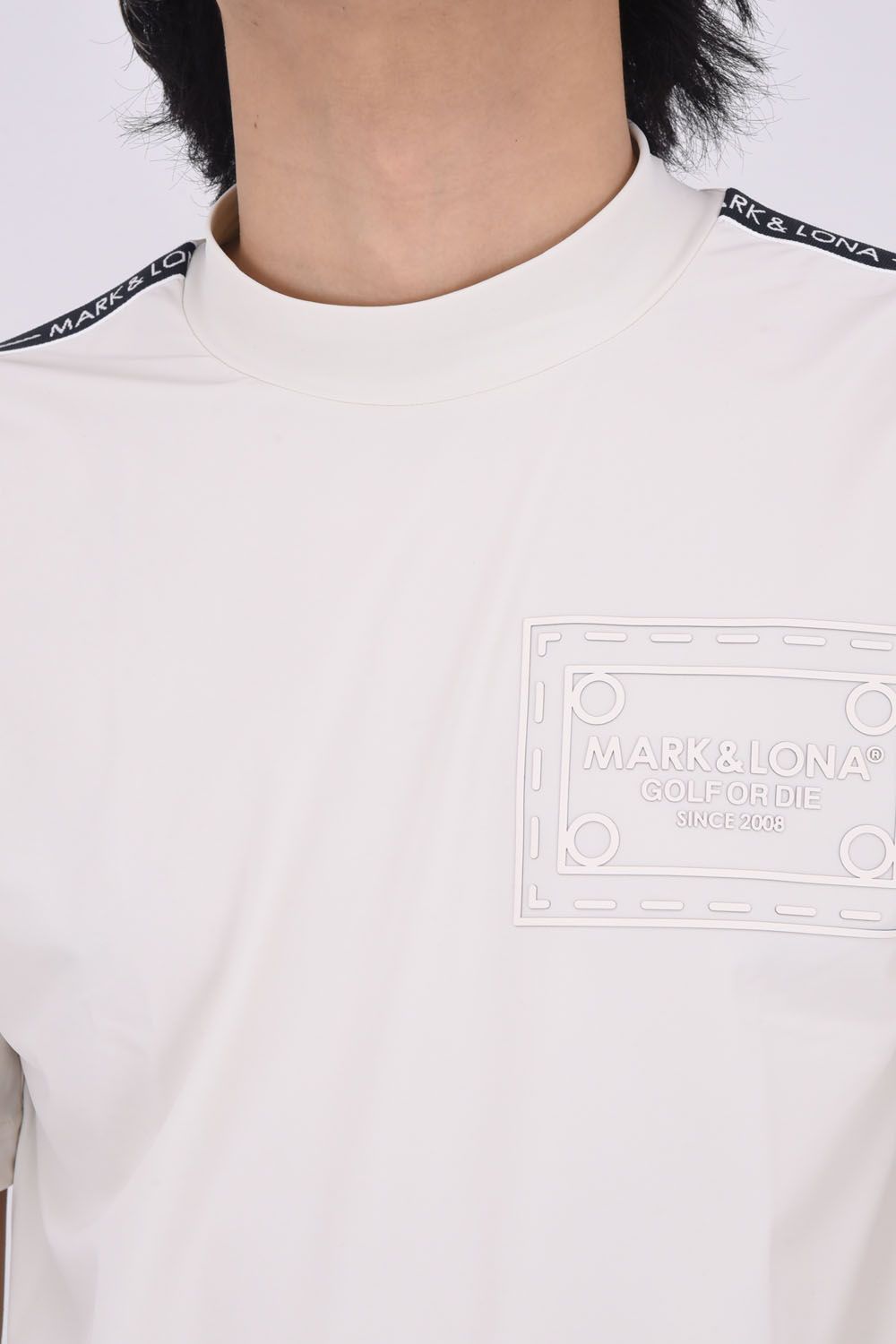 HERALD®️-FIT TEE / グログラン風テープ オーバーサイズ モックネック Tシャツ (アイヴォリー)