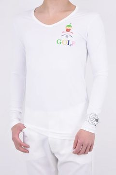 GERALD COMPRESSION VEE NECK SHIRTS / リーフスカルプリント Vネック Tシャツ (ホワイト)