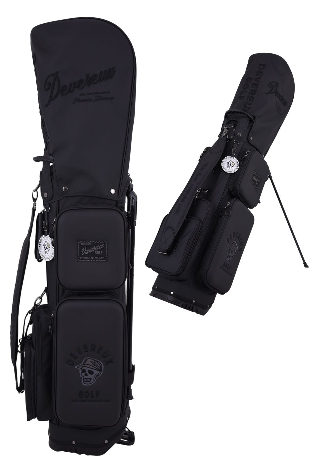 【26AW】 PIONEER TOWN Deep Side Pocket CADDIE BAG / ワントーンカラーロゴアソート スタンドタイプ キャディバッグ (ブラック)