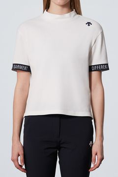 【レディース】【DSG COLLECTION】モックネック鹿の子シャツ (ホワイト)