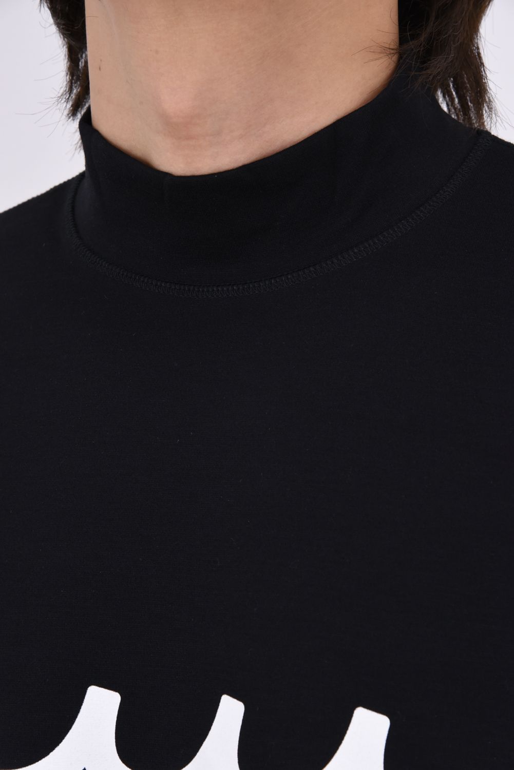 【26AW】 WARM STRETCH PONTE MOCK NECK SHIRT / ポンチ素材 WAVEライン 長袖モックネックTシャツ (ブラック)