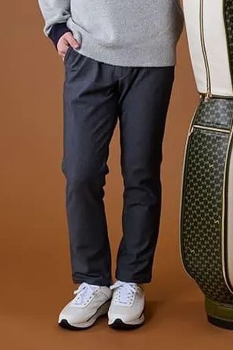 【26AW】  HEAT PERFORMA LONG PANTS / 裏起毛  ヘリンボーン柄 ロングパンツ (ネイビー)*