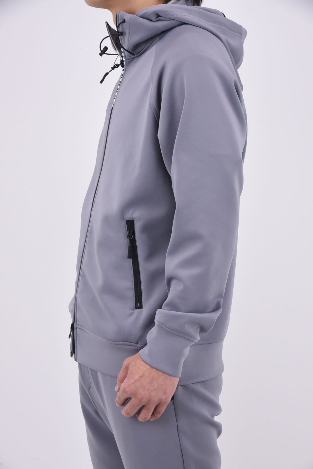 【26SS】 MEN'S 3D LOGO PARKA / 3Dエンボスロゴ ストレッチジャージ ジップアップパーカー (グレー)