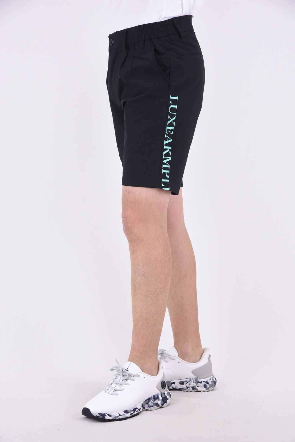 SUPER STRETCH LOGO SHORT PANTS /  スーパーストレッチ ロゴ ショートパンツ (ブラック/ブルー)