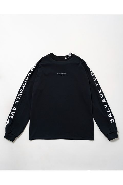 【2025AW】 ʻAlapaina Mockneck L/S(CAMPBELL AVE) / 袖ロゴプリント ロングスリーブ モックネックTシャツ (ブラック)